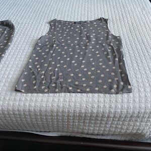 Lafayette 148 New York Gray and Cream Dot Tank Top
